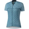 Shimano Sagami Dames MTB Fietsshirt Met Rits - Aqua Blue
